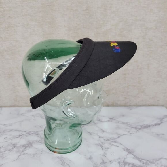 Walt Disney World Vintage Nylon Black Sun Visor Hat Colorful Embroidery - Picture 7 of 13